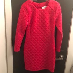 Hot pink quilted mini dress